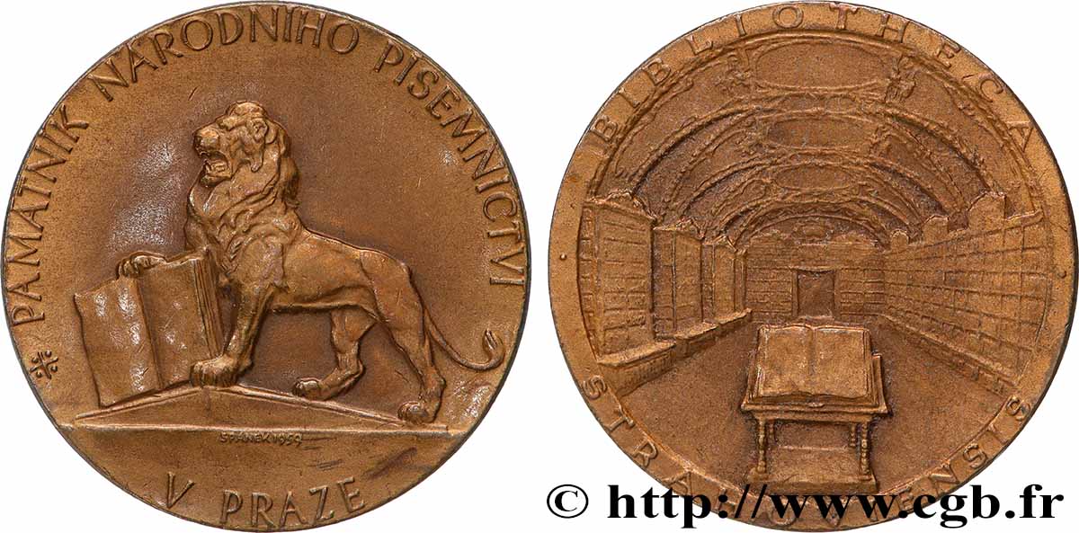 REPúBLICA CHECA Médaille, Monument de la littérature nationale, La bibliothèque du Monastère de Strahov MBC+