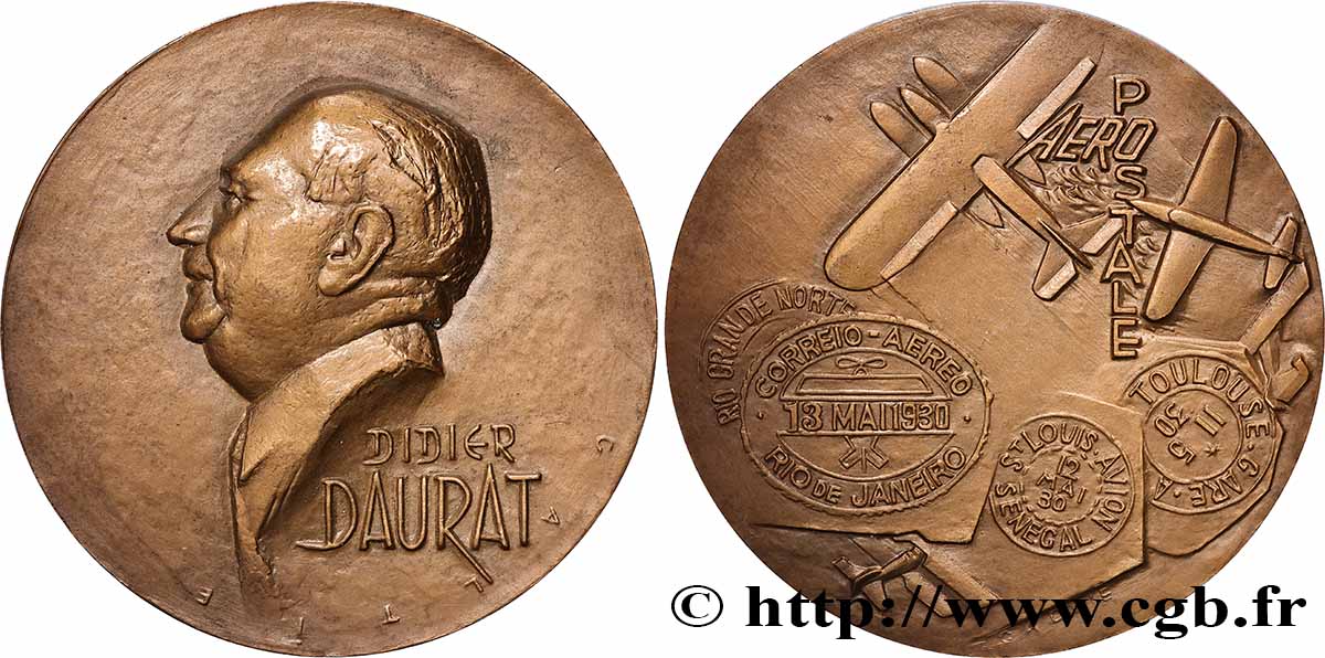AERONAUTICS - AVIATION : AVIATORS & AIRPLANES Médaille, Didier Daurat AU