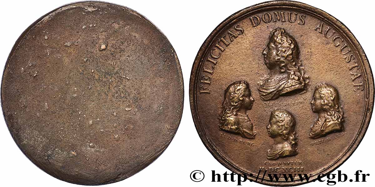 LOUIS XIV THE SUN KING Médaille, Naissance du duc de Berry, tirage uniface du revers SS