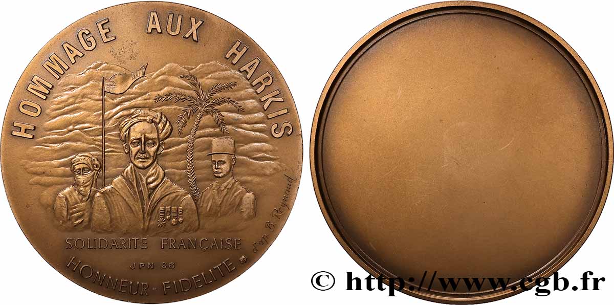 V REPUBLIC Médaille, Hommage aux Harkis, Solidarité française AU