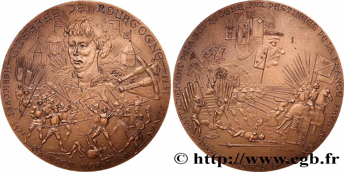 V REPUBLIC Médaille, Guerres de Bourgogne et le rattachement de la Bourgogne à la France AU