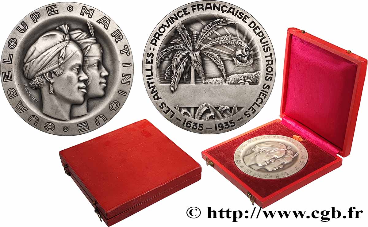 FRENCH ANTILLES Médaille, Tri-centenaire des Antilles, Guadeloupe et Martinique AU