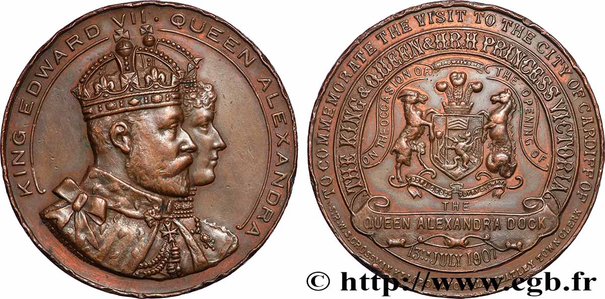 GRANDE-BRETAGNE - ÉDOUARD VII Médaille, Inauguration du bassin Queen Alexandra TB+