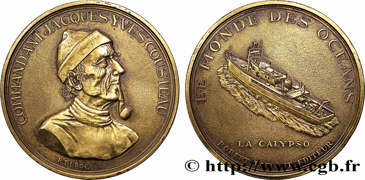 PERSONNAGES CÉLÈBRES Médaille, Commandant Cousteau, la Calypso TTB+