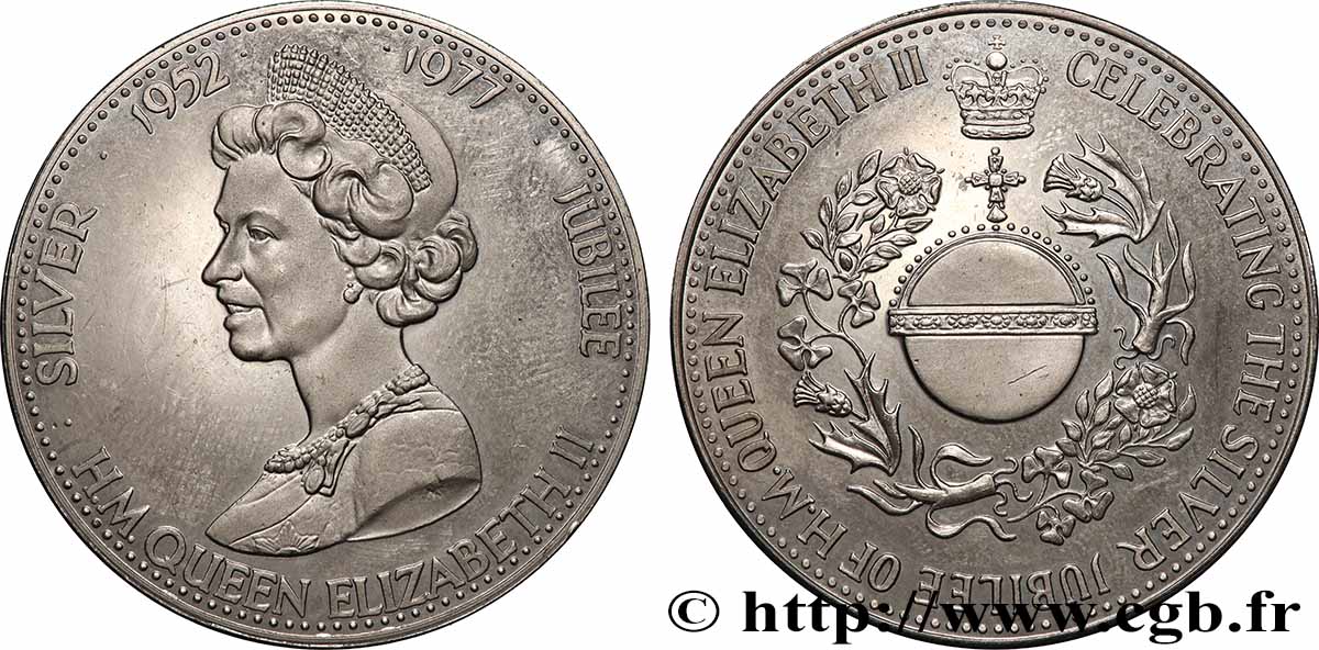 GROSSBRITANNIEN - ELIZABETH II. Médaille, Souvenir du Jubilé d’argent Polierte Platte