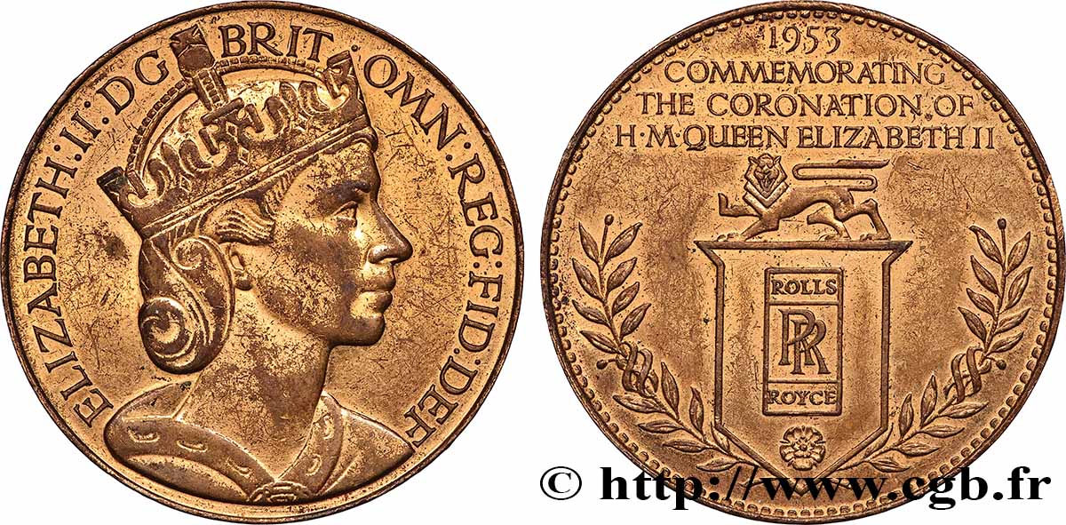GROSSBRITANNIEN - ELIZABETH II. Médaille, Commémoration du couronnement de la reine Élisabeth II fVZ