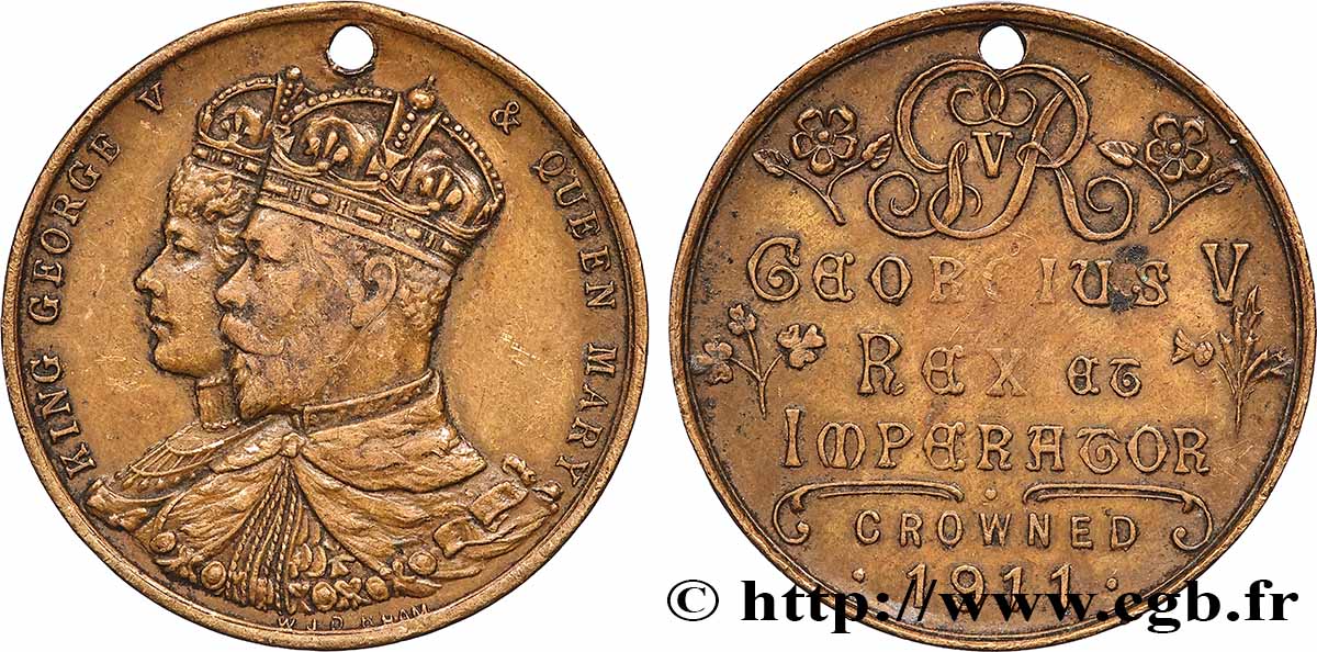 ANGLETERRE - GEORGES V Médaille, Couronnement de George V TTB