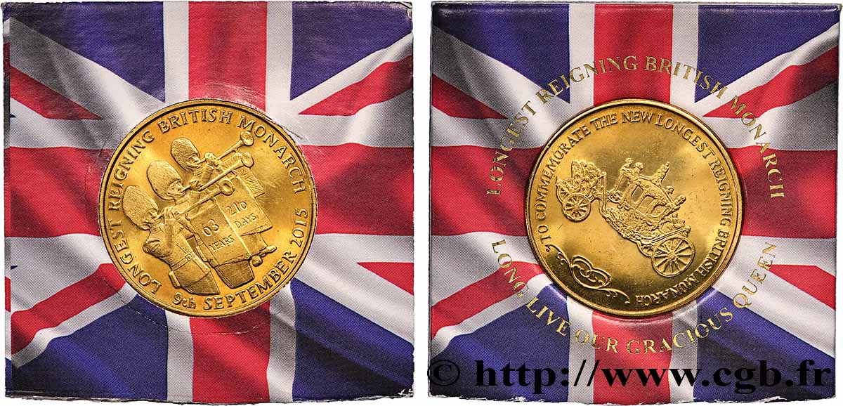 GRANDE-BRETAGNE - ÉLISABETH II Médaille, Monarque britannique au règne le plus long TTB+
