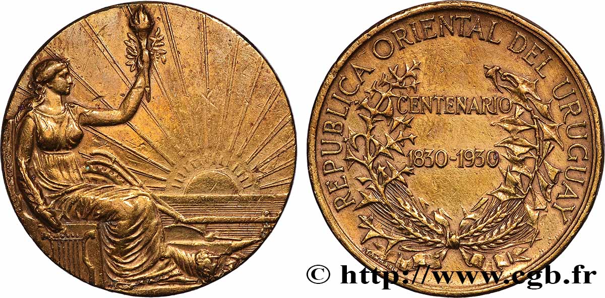 URUGUAY Médaille, Centenaire de la République de Uruguay XF