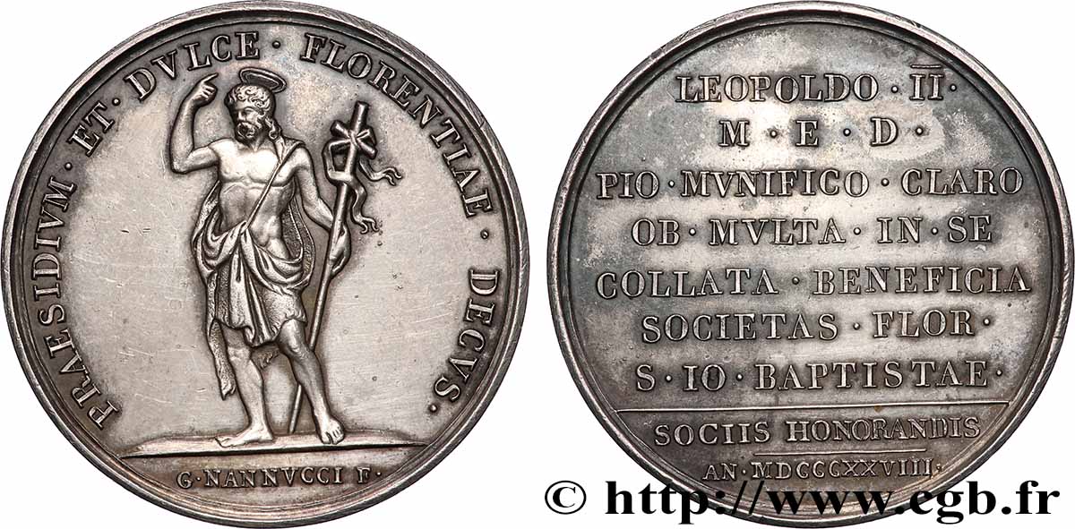 ITALIEN - GROßHERZOGTUM TOSKANA - LEOPOLD II. Médaille, Prix de la Société Saint Jean-Baptiste de Florence fVZ