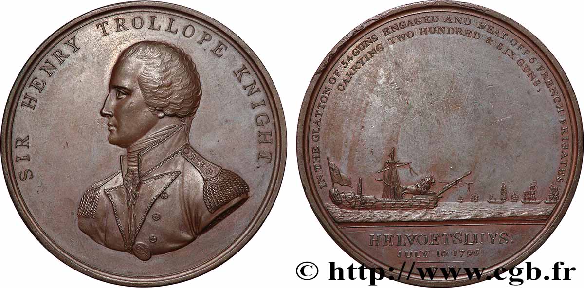 GRANDE-BRETAGNE - GEORGES III Médaille, Engagement naval de Helvoetsluys SUP/TTB+