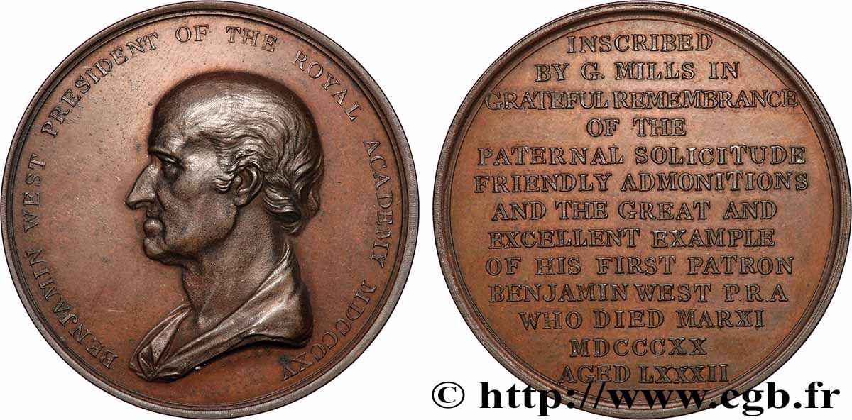 GROßBRITANNIEN - GEORG. IV Médaille, Benjamin West, président de l’Académie royale VZ