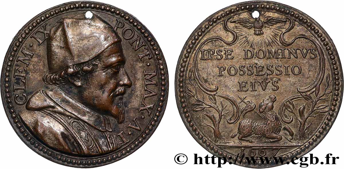 ITALIE - ÉTATS DU PAPE - CLEMENT IX (Giulio Rospigliosi) Médaille, Prise de possession de la basilique Saint-Jean-de-Latran TTB+