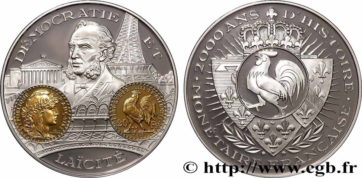 V REPUBLIC Médaille, 2000 ans d’histoire monétaire française, 20 francs Marianne MS