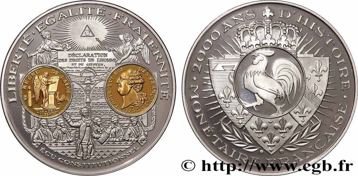 V REPUBLIC Médaille, 2000 ans d’histoire monétaire française, l’écu constitutionnel MS