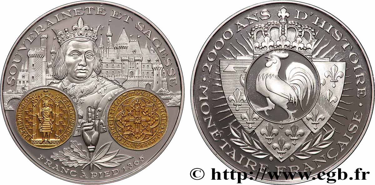 V REPUBLIC Médaille, 2000 ans d’histoire monétaire française, Franc à pied MS