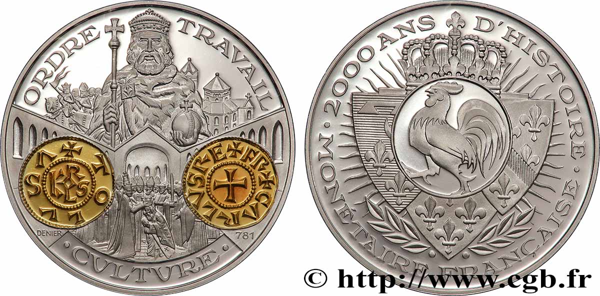 V REPUBLIC Médaille, 2000 ans d’histoire monétaire française, le denier MS