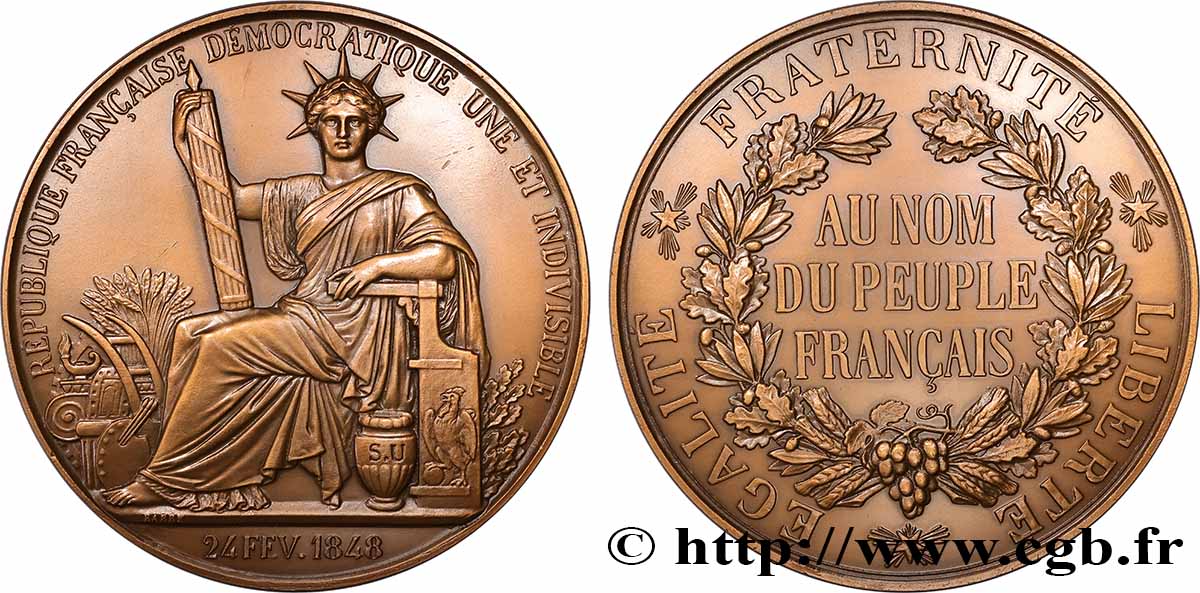 V REPUBLIC Médaille, Reproduction du sceau de la république de 1848, n°165 AU