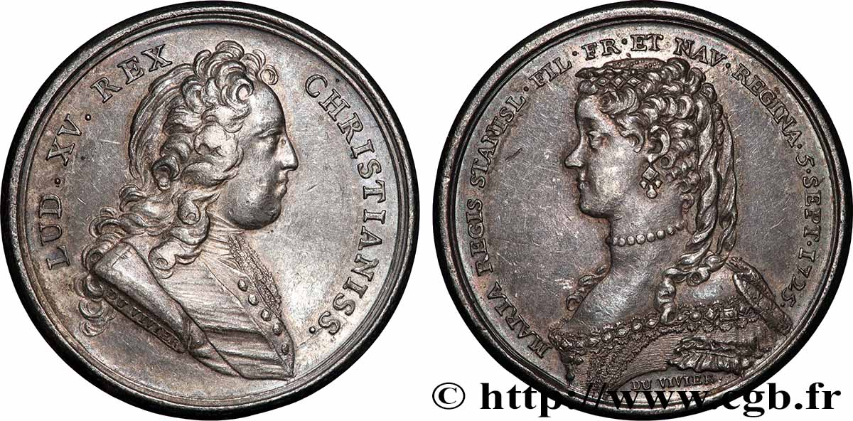 LOUIS XV DIT LE BIEN AIMÉ Médaille, Mariage de Louis XV et Marie Leszcynska BB/q.SPL