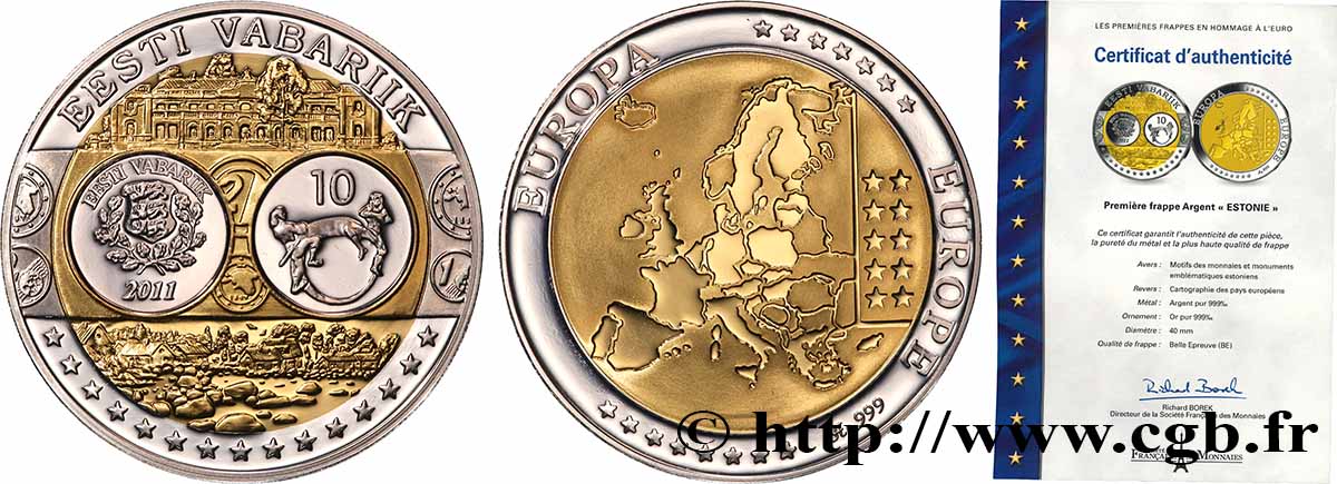 QUINTA REPUBBLICA FRANCESE Médaille, Europe, Estonie BE