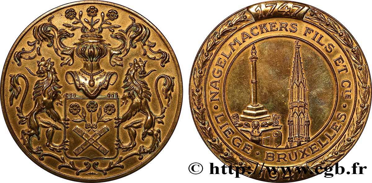 BELGIQUE - ROYAUME DE BELGIQUE - RÈGNE DE LÉOPOLD III Médaille, Bicentenaire de la famille Nagelmackers fVZ