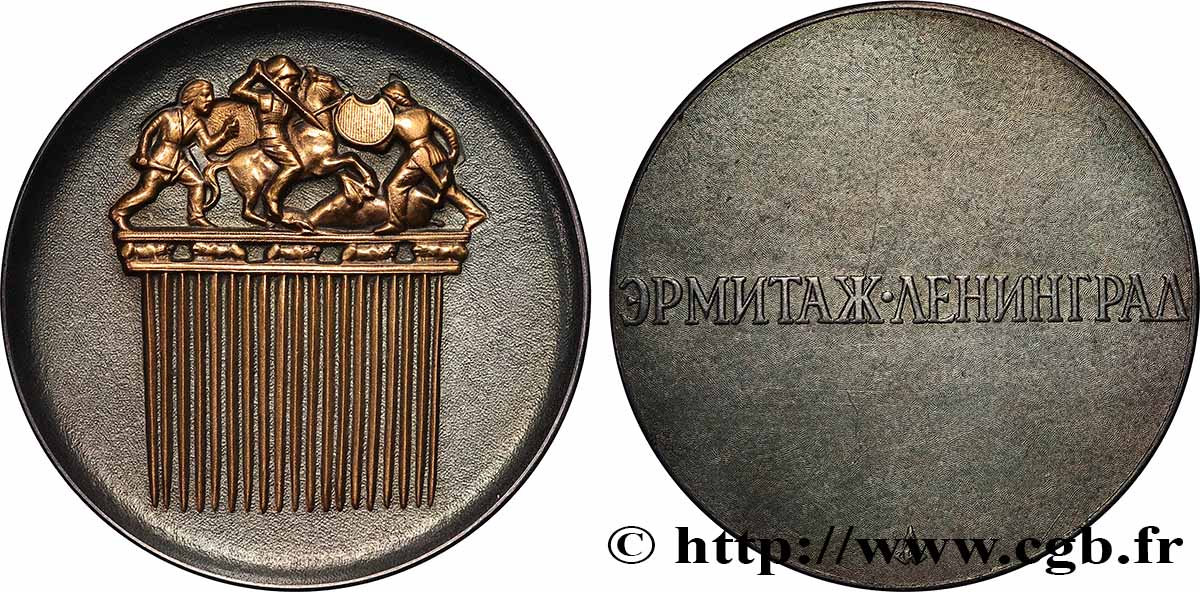 RUSSIE Médaille, Peigne d’or scythe, Musée de l’Ermitage SUP