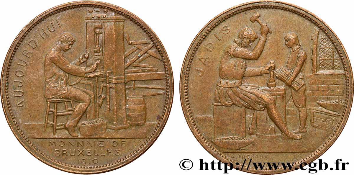 BELGIQUE - ROYAUME DE BELGIQUE - ALBERT Ier Médaille, Souvenir de la Monnaie de Bruxelles TTB+