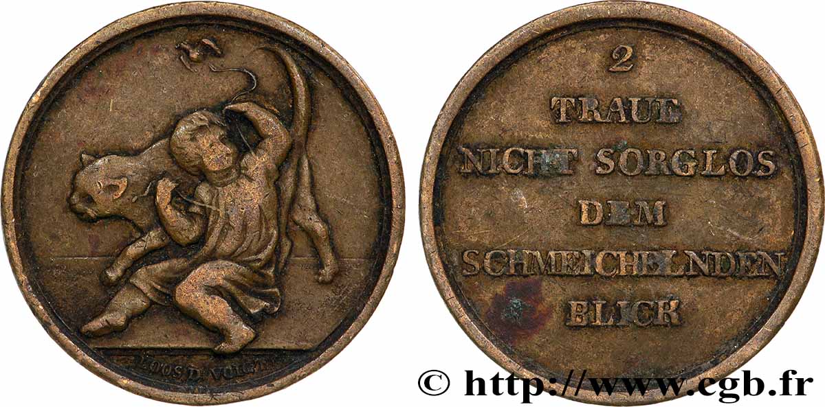 ALLEMAGNE Médaille, Chat avec enfant TTB