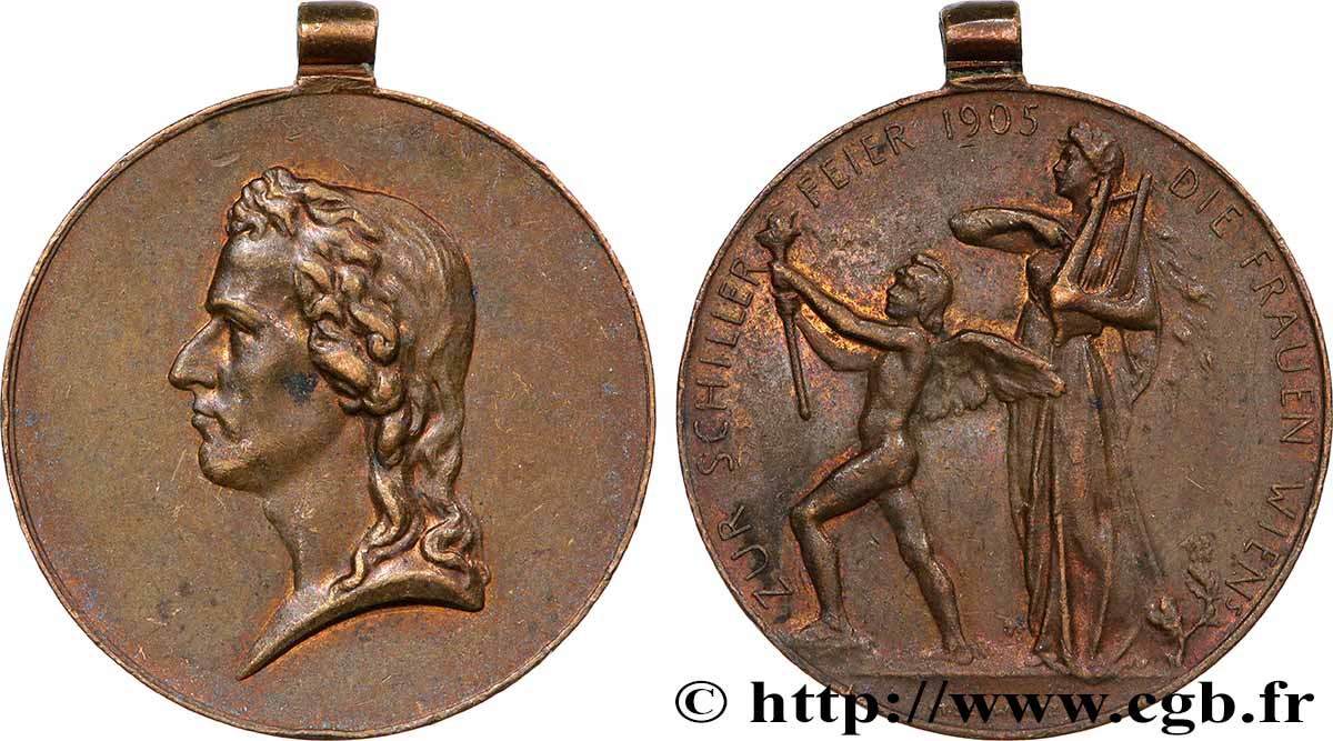 AUTRICHE Médaille, Célébration de Schiller Les femmes de Vienne TTB+