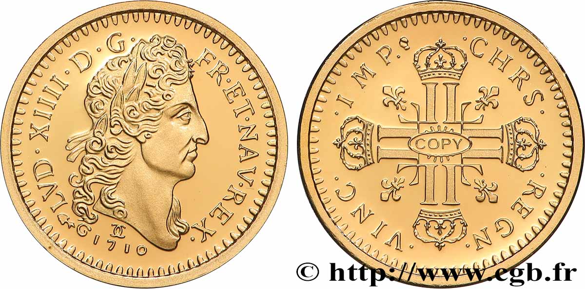 L OR DE LA FRANCE Médaille, Reproduction de monnaie, Double louis d or au soleil Proof set