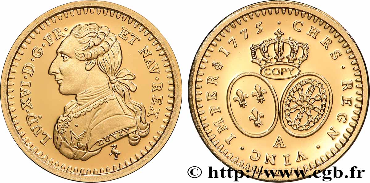 L OR DE LA FRANCE Médaille, Reproduction de monnaie, Demi-louis d’or aux écus ovales BE