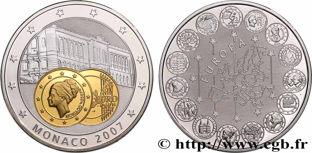 MONACO - PRINCIPAUTÉ DE MONACO - RAINIER III Médaille, 2 euros Grace Kelly BE