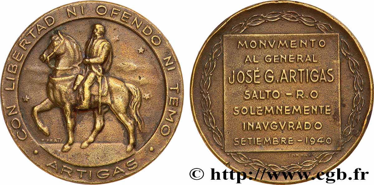 URUGUAY Médaille, José Gervasio Artigas TTB+