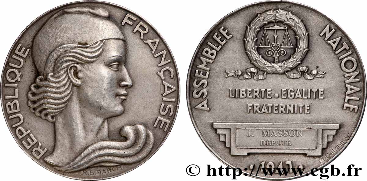 IV REPUBLIC Médaille parlementaire, Assemblée Nationale, député AU