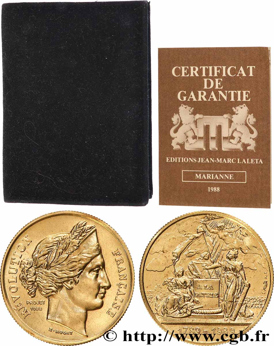 V REPUBLIC Médaille, Bicentenaire de la Révolution Française, La Confédération des Français MS