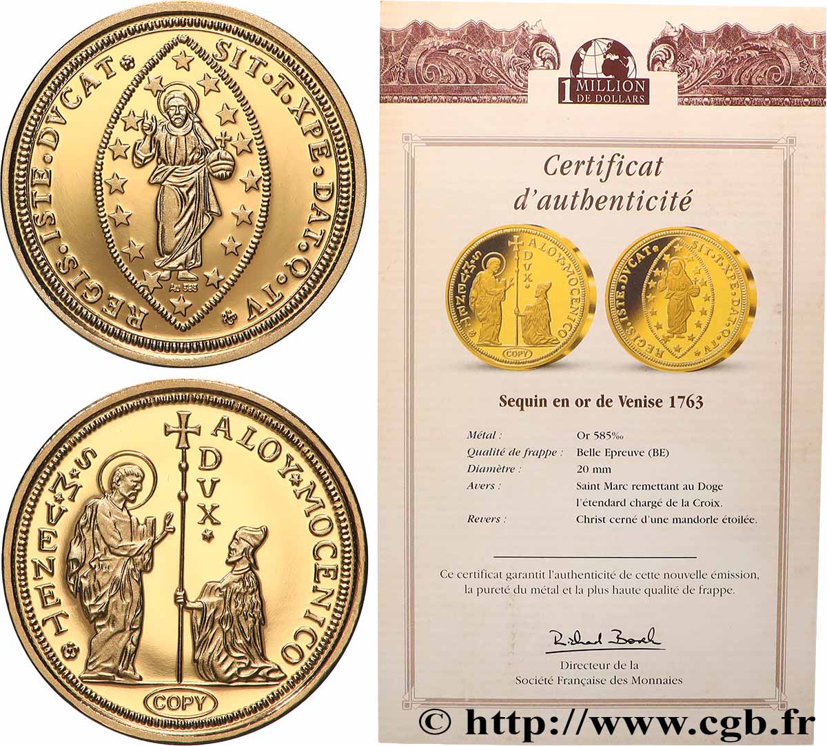 1 MILLION DOLLAR SERIES Médaille, Reproduction d’une monnaie, Sequin Proof set