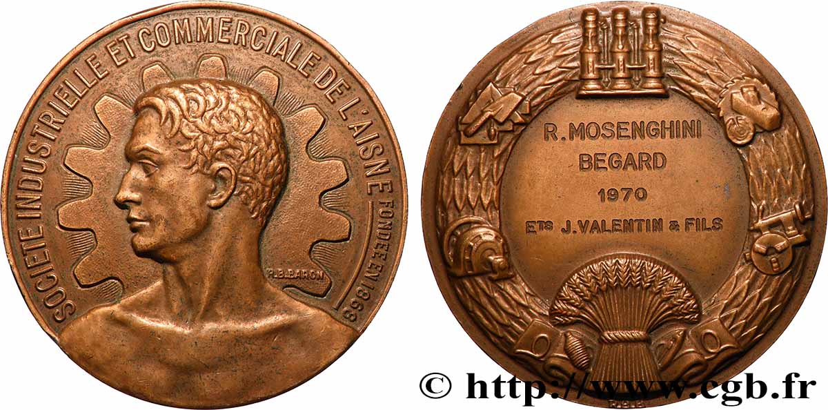 V REPUBLIC Médaille, Société industrielle et commerciale de l’Aisne AU