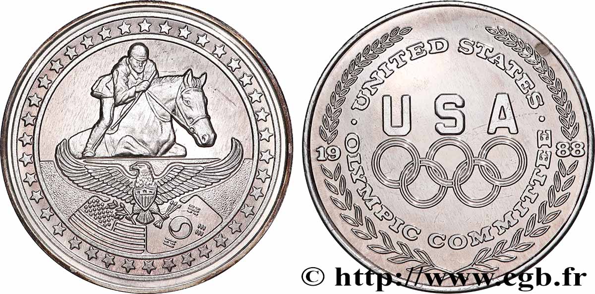 VEREINIGTE STAATEN VON AMERIKA Médaille, Olympic Committee, Équitation Polierte Platte