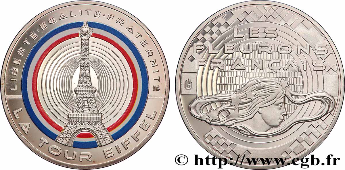 V REPUBLIC Médaille, La Tour Eiffel, les fleurons français Proof set