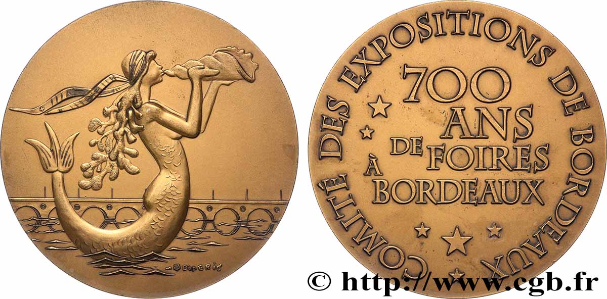 CINQUIÈME RÉPUBLIQUE Médaille, Comité des expositions de Bordeaux, 700 ans de foires TTB+