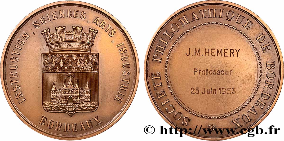 CINQUIÈME RÉPUBLIQUE Médaille, Société philomathique SUP