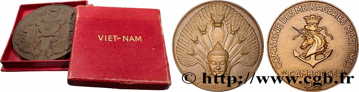 CUARTA REPUBLICA FRANCESA Médaille, Compagnie des messageries maritimes, Cambodge EBC