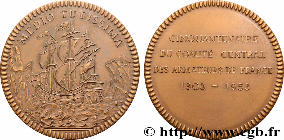 QUATRIÈME RÉPUBLIQUE Médaille, Cinquantenaire du comité central des armateurs de France SUP