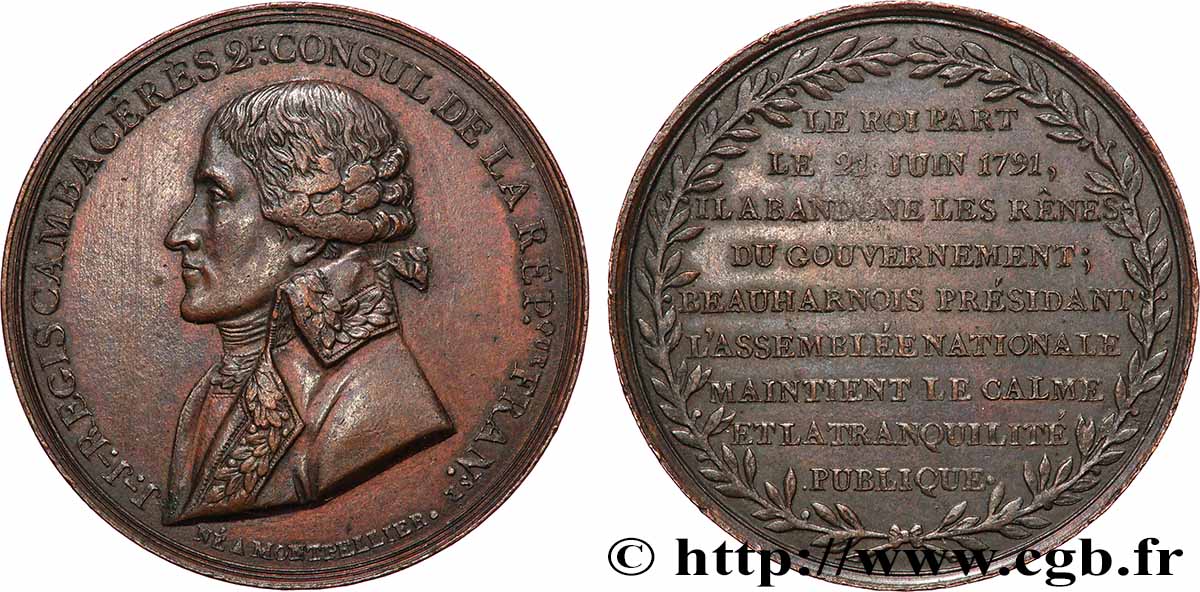 DIRECTOIRE Médaille, Jean-Jacques-Régis de Cambacérès AU/AU