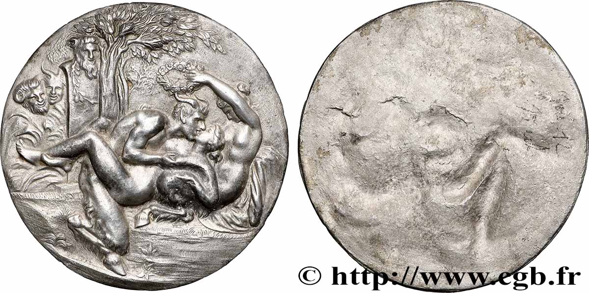 MAISONS CLOSES ET DIVERTISSEMENTS Médaille érotique, Faune et nymphe TTB+