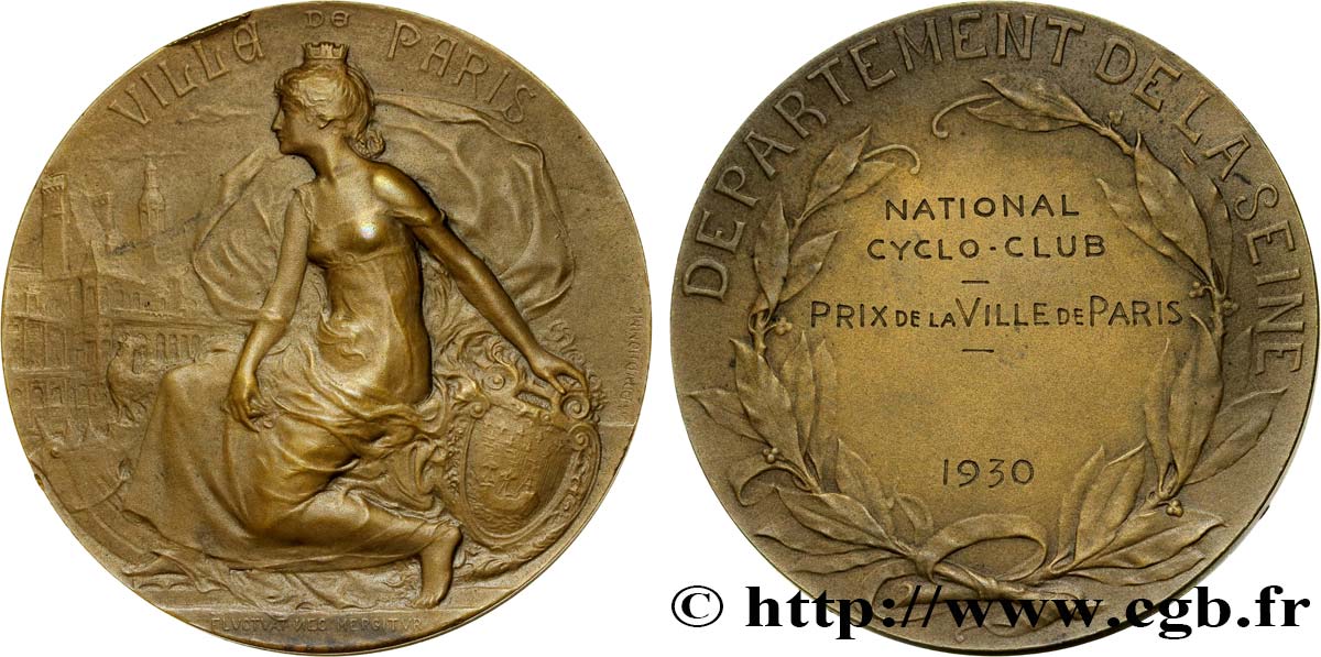 III REPUBLIC Médaille de la ville de Paris - cyclo-club AU