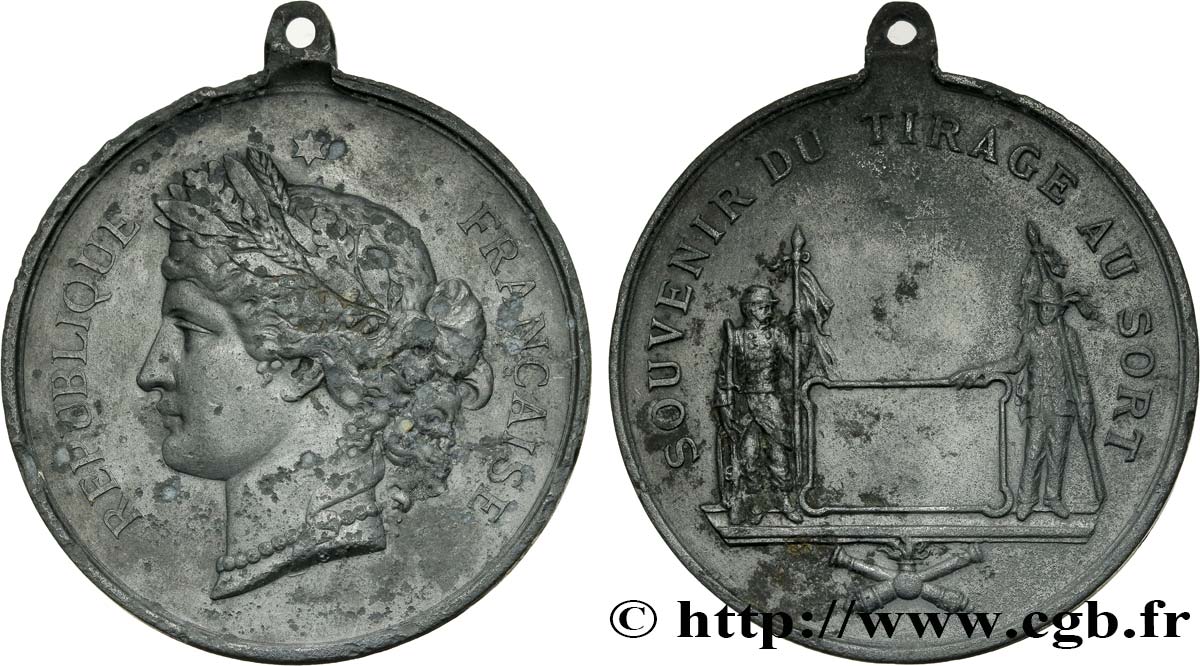 III REPUBLIC Médaille, Souvenir du tirage au sort VF/XF