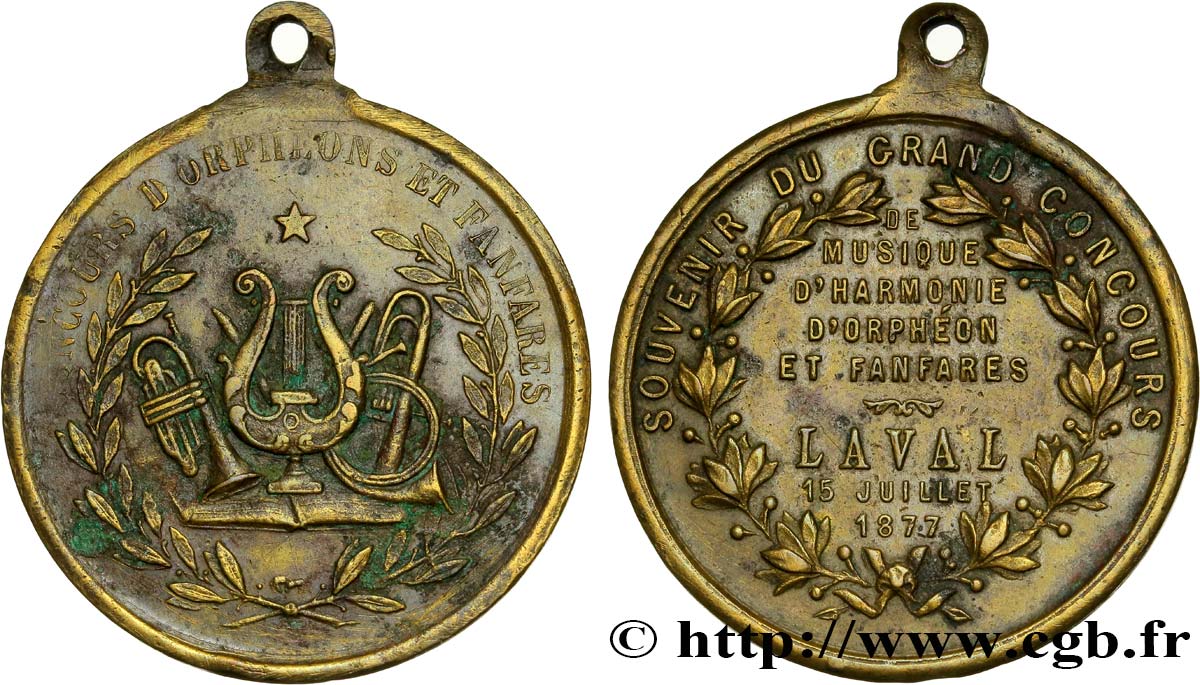 TROISIÈME RÉPUBLIQUE Médaille de la ville de Laval - concours musical TTB