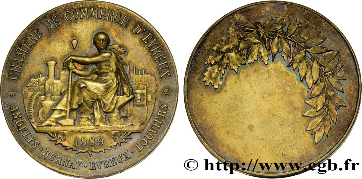 TROISIÈME RÉPUBLIQUE Médaille de la chambre de commerce d’Évreux TTB+
