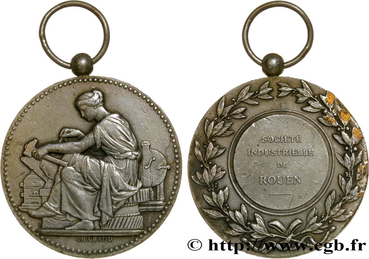 TROISIÈME RÉPUBLIQUE Médaille de la société industrielle de Rouen TTB+